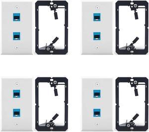 Ruth's sister 4X Ethernet Wall Plate With Low Voltage Mounting Bracket,Single Gang 2 Port Cat6 Keystone Ethernet Cable Wall Outlet