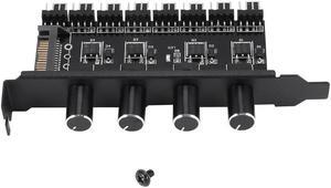 Ruth's sister Pc 8 Channels Fan Hub 4 Knob Cooling Fan Speed Controller For Cpu Case Hdd Vga Pwm Fan Pci Bracket Power By 12V Fan Control