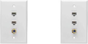 Ruth's sister 2X Ethernet Coax Wall Plate,2 Port Cat6 RJ45 Keystone And 1 Port F Type Connector Keystone Female To Female Wall Plate