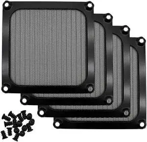 Ruth's sister 90Mm Desktop Computer Fan Filter Grills With Screws, Aluminum Frame Ultra Fine Stainelss Steel Mesh - 4 Pack (Black)