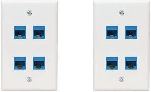 Ruth's sister 2X Ethernet Wall Plate 4 Port Wall Plate Female-Female Compatible With For Cat7/6/6E/5/5E Ethernet Devices -Blue