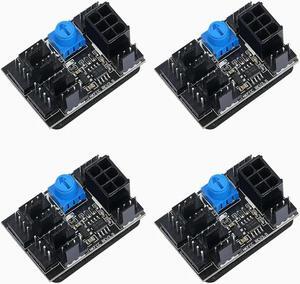 Ruth's sister 4X 3-Pin 4-Pin Fan Adapter PWM PC Case Cooling Fan Hub 8-Way Splitter 12V Speed Controller With 6-Pin Power Port
