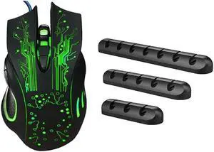 Ruth's sister 1Pcs Cable Clips Cord Management Organizer Wire Cord Holder & 1Pcs Wired Mouse Supply Silent Gaming Mouse