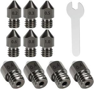 Ruth's sister 3D Printer Nozzle 11 Pieces Hardened Steel MK8 Extruder Nozzle Suitable For 3D Printer CR-10 / Ender 3/5, Ender 3