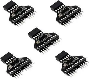 Ruth's sister 5 Pcs Expansion Card USB2.0 Motherboard 9PIN To Dual 9-PIN Water-Cooled RGB Lamp Fan Speed Measurement With 9-PIN