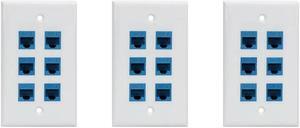 Ruth's sister 3X Cat 6 Ethernet Wall Plate 6 Port,Ethernet Wall Plate Female-Female Removable Compatible With Cat7/6/6E/5/5E