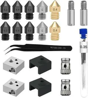 Ruth's sister 3D Printer Nozzle MK8 Aluminum Block Tool Tweezers 0.35Mm Cleaning Needle MK8 Sock Extrusion Wheel, Nozzle Kit