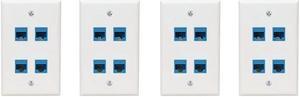 Ruth's sister 4X Ethernet Wall Plate 4 Port Wall Plate Female-Female Compatible With For Cat7/6/6E/5/5E Ethernet Devices -Blue