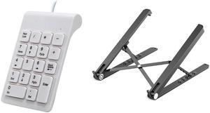 Ruth's sister 1 Pcs Mini USB Wired Numpad 18 Keys Digital Keyboard & 1 Pcs Foldable Plastic Laptop Stand Office Tablet Stand Bracket