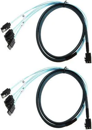 Ruth's sister Internal HD Mini SAS (SFF-8643) Target - 4X SATA (Host) Cable, SFF-8643 To 4X SATA Cable HD Mini SAS Host 2Pieces
