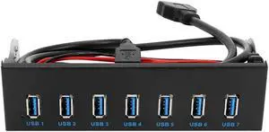 Ruth's sister 7 Port USB 3.0 Hub 5Gbs 5.25Inch CD-ROM Drive Bay CD ROM Front Panel For Computer Case+USB 3.0 19-Pin Header To Type-A Male Cabl