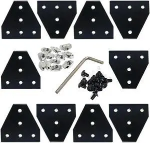 Ruth's sister 3D Printer Frame Parts Standard 6Mm Slot Aluminum Profile 2020 Series Black 5-Hole T-Shaped Joint Plate With M5 T Nut