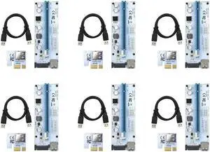 Ruth's sister 6PCS VER008S 3 In 1 Molex 4Pin SATA 6PIN PCIE PCI-E PCI Express Riser Card 1X To 16X USB 3.0 Cable For Bitcoin Mining