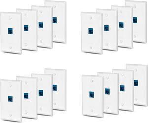 Ruth's sister 24X Cat6 Ethernet Wall Plate Outlet 1 Port RJ45 Network Female To Female Keystone Wall Coupler Jack Plate White & Blue