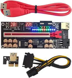Ruth's sister 8X VER018 PRO PCI-E Riser Card USB 3.0 Cable 018 PLUS PCI Express 1X To 16X Extender Pcie Adapter For BTC Mining(Red)