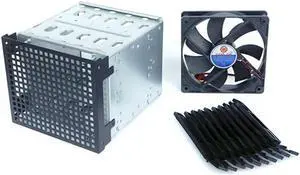 Ruth's sister 2X Storage Expansion Hard Drive Cage DIY Hard Drive Disk Cage Rack 5.25 Inch To 5X 3.5Inch Bracket With 12Cm Fan