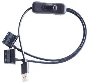 USB 5V to Dual 4PIN Molex Fan Adapter Cable with Switch Y Splitter for Computer Chassis Desktop PC Case Cooling-AB01