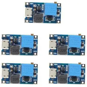 5Pcs 2A DC-DC Step Up Boost Module with Micro-USB, Step Up Boost Converter Power Supply Voltage Regulator-AB01