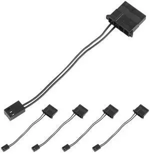5Pcs IDE to 3 Pin Fan Power Cable Molex D Plug Power to 3 Pin Connector Computer PC Cooling Convertor Cable-AB01