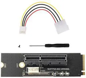 NGFF M2 to PCI-E 4X X1 Slot Riser Card M2 Key M to PCI Express X4 Adapter with LED Indicator for Miner Mining-AB01