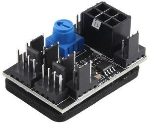 3-Pin 4-Pin Fan Adapter PWM PC Case Cooling Fan Hub 8-Way Splitter 12V Speed Controller with 6-Pin Power Port-AB01