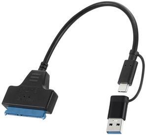 TypeC+USB 3.0 to SATA Hard Drive Adapter Cable Hard Disk Driver Converter for 2.5/3.5 Inch Mobile Hard Drive-AB01