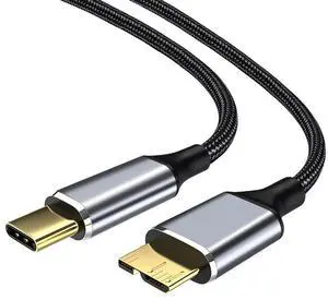 TypeC to Micro-USB 3.0 Cable 5Gbps 5A Quick Charging Cord for Hard Drive Disk TypeC to Micro-B Connector Cable,A-AB01