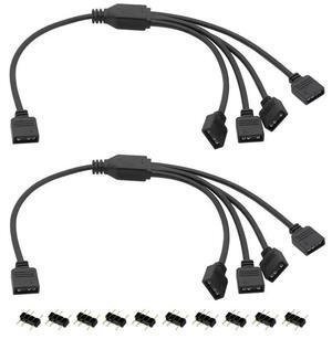 2Pcs ARGB Splitter Cable, 1-to-4 Female to Female 5V 3 Pin Addressable RGB Splitter Extension Cable ARGB LED Sync Cable-AB01
