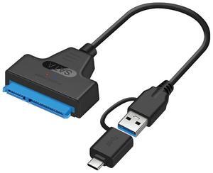 2 in 1 SATA To USB 3.0 Cable SATA To Type C External Hard Drive 22Pin Converter Adapter for 2.5 Inch HDD/SSD-AB01