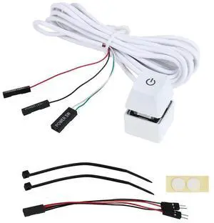 2M Portable LED Lights Computer Desktop Switch PC External Start Power On/Off Button Extension Cable, RGB Light-AB01