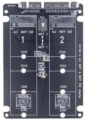 Dual NGFF to SATA Adapter 2 Port M.2 SATA SSD B Key to SATA3.0 6Gbps Converter for 2230 2242 2260 2280 M2 SSD for PC-AB01