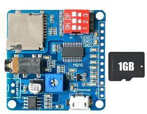 Voice Playback Module MP3 Player Module+1GB Memory Card UART I/O Trigger Class D Amplifier Board 5W DY-SV5W-AB01