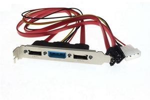 PC DIY SATA to ESATA and 4Pin IDE Molex Power PCI Bracket Slot Cable Full-Height Profile for External Hard Drive-AB01
