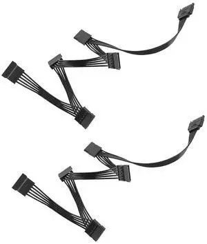 2PCS 15 Pin SATA Power Extension Hard Drive Cable 1 Male to 5 Female Power Supply Splitter Adapter Cable-AB01