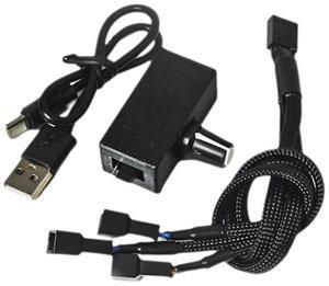PWM Speed Controller 12V 4Pin PWM Fan Governor USB TYPE-C Power Supply DIY Watercooling Cooler with 1 to 3 Adapter Cable-AB01