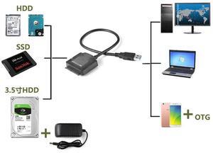 Sata Adapter Cable USB 3.0 To Sata Converter 2.5/3.5 Inch Hard Disk Drive for HDD SSD USB3.0 To Sata Cable,No Plug-AB01
