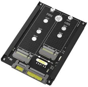 Dual M.2 B Key/ Key SSD to 2.5Inch SATA III Adapter with Frame Bracket - Retain MSATA SSD As 7mm 2.5Inch SATA Drive-AB01