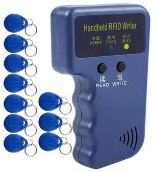 Handheld 125KHz RFID Reader Writer Duplicator Copier, Upgrade ID Card Cloner Programmer, with 10Pcs Rewritable Cards-AB01