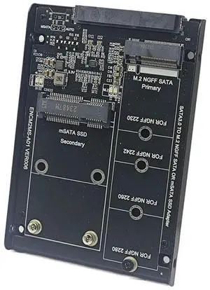 M.2 NGFF&MSATA to SATA3.0 6Gbps 2.5In Adapter Card SSD Case Enclosure with Socket Support M.2 SATA SSD MSATA SSD-AB01