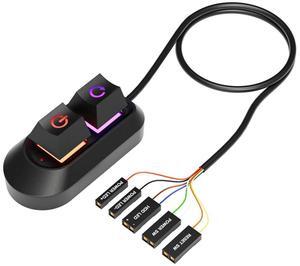 RGB LED Lights Computer Desktop Switch PC Motherboard External Start Power on/Off and Reset Button Extension Cable A-AB01