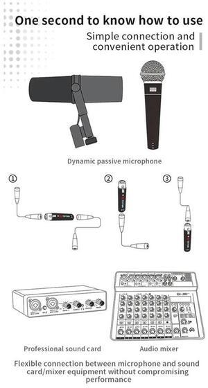 Q2 Microphone Dynamic Preamplifier 28Db Gain Dynamic Mic Amplifier 48V Metal Structure Q-2 for Live-AB01