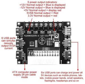 24 Pin/20Pin ATX Power Supply Breakout Board Module Adapter Power Connector Support 12V -12V 5V 5VSB 3.3V Without Case-AB01