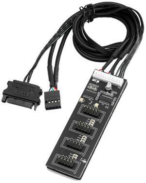 9Pin USB Header Splitter, USB 2.0 Header Splitter with SATA Power Cable, Internal USB Hub for CPU/RGB Light/Printer-AB01