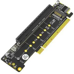Dual NVMe PCIe Adapter, PCIe 4.0 X16 to Dual NVMe & 1x More PCIe X16 (X8 Signal) Adapter for M.2 NVMe SSD Adapter-AB01