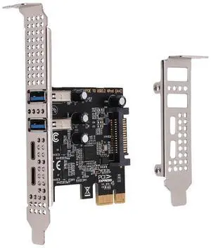 PCI Expansion Card 4-Ports (Type-C+A) USB 3.2 Expansion Card 5Gbps High Speed Hub Driver-Free for Desktop Computer-AB01