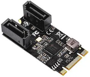 M2 PCIE NVMe SATA6G 2 Port SATA III 6Gb/S M.2 22X42 M Key and B Key Controller Adapter Card JMB582-AB01