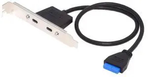 Front PCI Card Slot USB 3.1 Port Expansion 20Pin Female to Dual TYPE-C Female Data Cable with Bezel on Computer Chassis-AB01