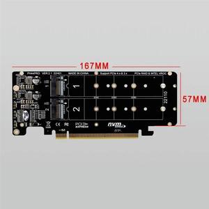 PCIE 4.0 Dual-Disk PCIeX16 to M.2 M-Key NVME SSD Expansion Card,Supports 4 NVMe M.2 M Key 2280 SSD-AB01