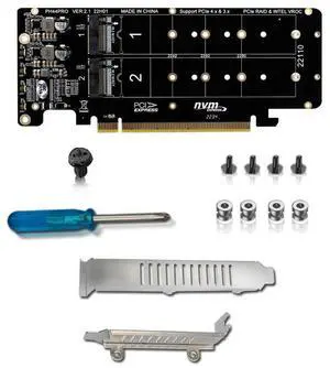 PCIE X16 to M.2 M-Key NVMEx4 SSD 2U Server Riser Card Double-Sided 4-Disk NVME PCI-EX16 Split Card-AB01
