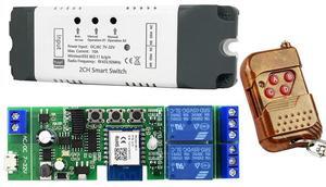 Tuya Smart WiFi Switch Relay Module+With RF Remote 2 CH AC/DC 7-32V RF/APP Remote Control Smart Home for Alexa-AB01